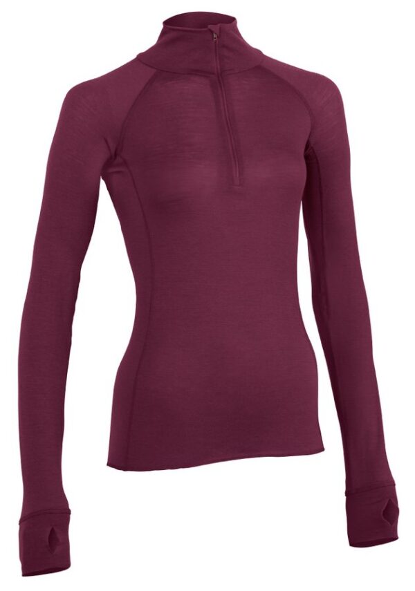 Кофти термобілизна Merinopower LONG SLEEVE ZIP SHIRT WOMEN bordeaux